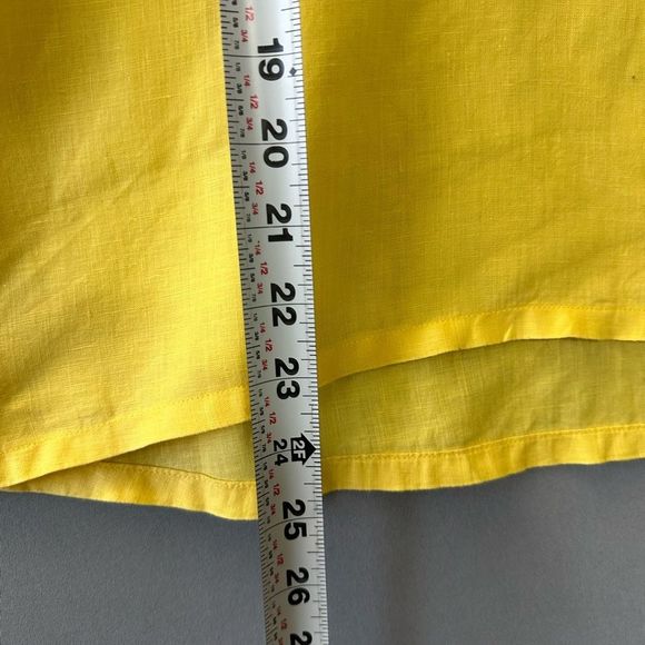 Eleen Fisher Organic Linen Top Blouse Shirt Size M Yellow - Picture 5 of 7